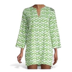 Roberta Roller Rabbit Green & White Moroccan Tile Print Tunic Coverup size Small